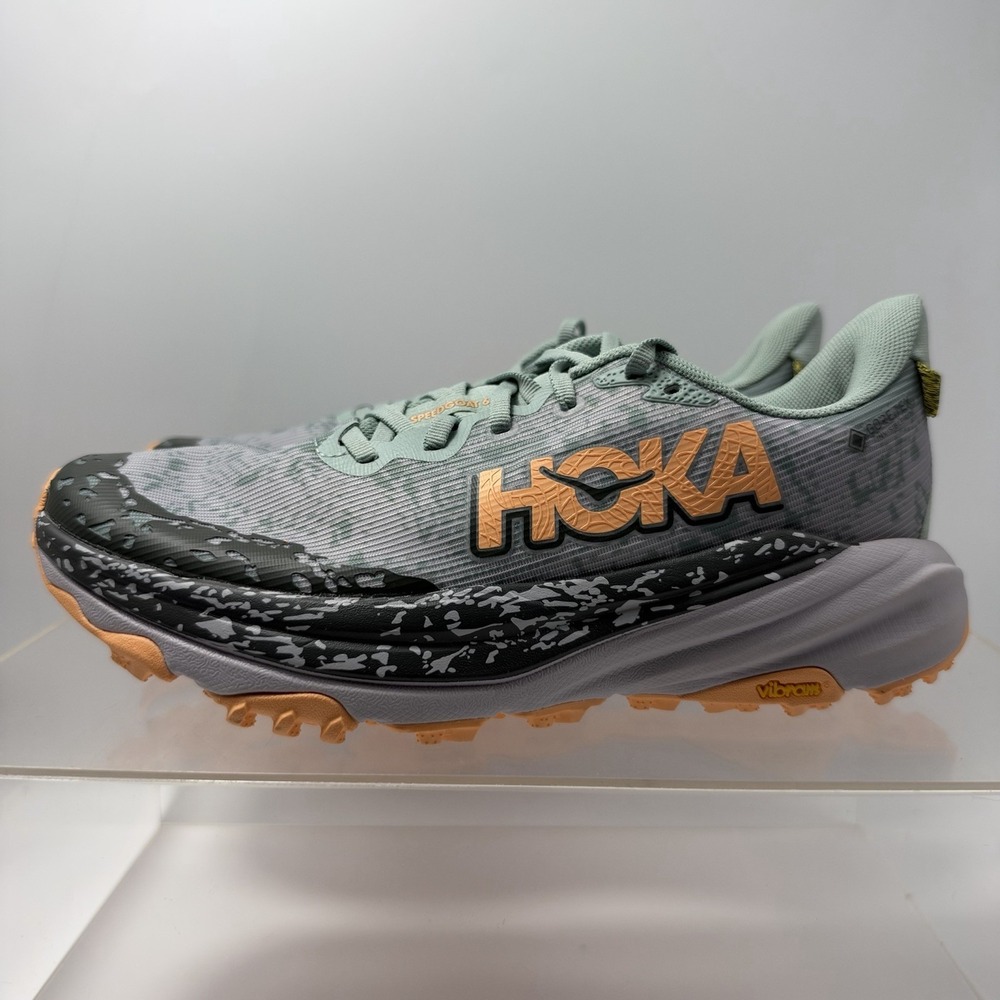 Brand New HOKA Speedgoat 6 GTX Jade Ash Grey 1155151-JSH Trail Women's Size 8.5